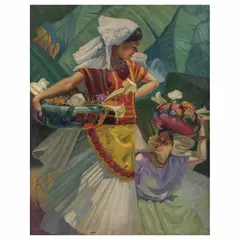 Tehuanas by Romero Díaz, ca. 1940, Óleo sobre tela, offered May 2023