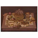 Gustavo Montoya, Bodegón con panes, Óleo sobre tela