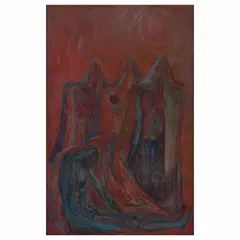 Pedro Coronel, Los penitentes, ca. 1953, Óleo sobre masonite