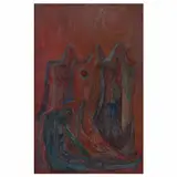 Pedro Coronel, Los penitentes, ca. 1953, Óleo sobre masonite