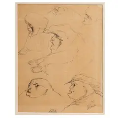 Seis personajes by Jose Luis Cuevas, 1957, Tinta sobre papel albanene, offered May 2023