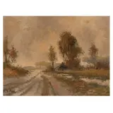 S. Stork, Paisaje, ca. 1950, Óleo sobre tela