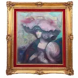 Manuel Bueno, Sin título (mujer con sombrero), Óleo sobre tela