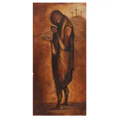 Mario Lopez Cano, Sin título (personaje con monte Gólgota al fondo), Óleo sobre tela