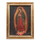 Anónimo, Virgen de Guadalupe, Óleo sobre tela sobre madera