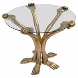 Mesa manos y pies by Pedro Friedeberg, Escultura en talla en madera con hoja de oro y vidrio, offered Apr 2023