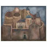 Enrique Climent, Casa amurallada, Óleo y arena sobre tela