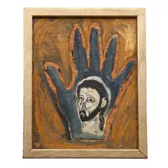 Gustavo Monroy, Autorretrato, Mixta sobre madera