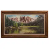 Anónimo, Paisaje boscoso, Óleo sobre tela