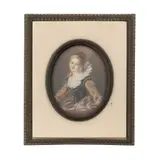 Anónimo, Retrato de dama, miniatura, Óleo sobre gutapercha