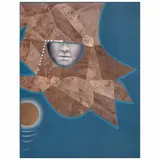 Helga Krebs, El caballero hechizado, 1990, Acrílico, óleo, lápiz de color y collage de papel amate sobre cartón