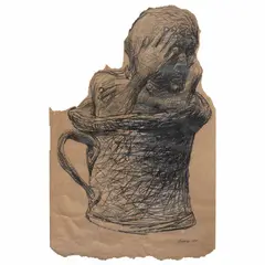 Roberto Fabelo, Untitled, 1988, Carboncillo y lápiz de color sobre papel