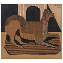 Perro by Ignacio Ortiz, Óleo y cartón sobre tela, offered Feb 2023
