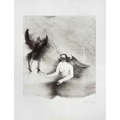 Y todos se dieron cuenta que el ángel agredió by Nunik Sauret, Grabado a la punta seca p / a, offered Jan 2023