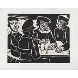 Max Pechstein, Fisher in der kneipe (Pescadores en la taberna), 1922, Xilografía 1 / 300
