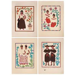 Carlos Mérida, De la carpeta Trajes Regionales, 1945, Serigrafías sin número de tiraje