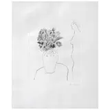 Joy Laville, Perfil con flores, Grabado al aguafuerte y ruleta P / T