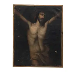 Cristo Crucificado, MÉXICO, SIGLO XIX, Óleo sobre tela