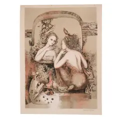 Mujer con aves by Yolanda Quijano, Litografía 15/70, offered Dec 2022