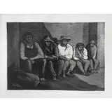 Francisco Moreno Capdevila, Despreocupados, 1953, Grabado al aguafuerte y aguatinta sin número de tiraje
