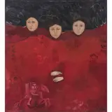 Leticia Tarrago, Tres figuras contemplando la existencia, Óleo sobre tela