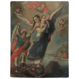 Virgen del Apocalipsis, MÉXICO, SIGLO XVIII, Óleo sobre lámina de cobre