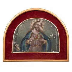 MÉXICO, Ca. by Sagrado Corazón de Jesús, 1900, Óleo sobre lámina de zinc, offered Dec 2022