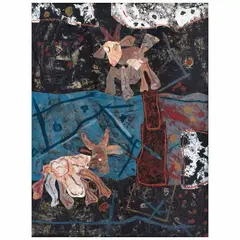 Cabras V by Rodolfo Nieto, 1971, Óleo y papel sobre masonite, offered Nov 2022