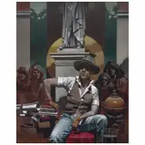 Roger Mantegani, Figura con sombrero gris, 2008, Óleo sobre tela
