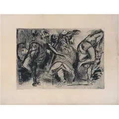 Contorsionistas by José Clemente Orozco, 1944, Grabado al aguafuerte y aguatinta sin número de tiraje, offered Oct 2022