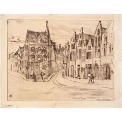 Rosario Cabrera, Calles de Brujas, Bélgica, Grabado a la punta seca sin número de tiraje