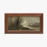 Anónimo, Paisaje con lago, Óleo sobre tela