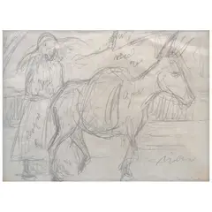 Mujer y mula by Diego Rivera, Lápiz de grafito sobre papel, offered Sep 2022