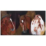 Rita Sánchez Domínguez, Cabalgata en libertad, de la colección Galope, Óleo sobre tela, tríptico