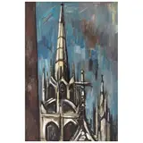 Raúl Anguiano, Torre de la catedral de Nuestra Señora de Ruan, 1966, Óleo sobre tela