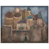 Enrique Climent, Casa amurallada, Óleo y arena sobre tela