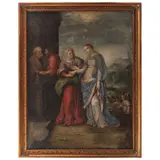 la Visitación, MÉXICO, SIGLO XIX, Óleo sobre tela