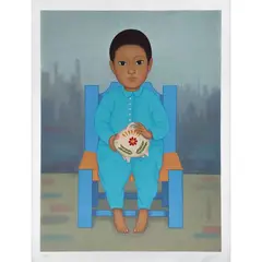 Alcancía, de la serie Niños Mexicanos by Gustavo Montoya, Serigrafía P. T, offered Aug 2022