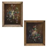 Anónimos, Lote de 2 bouquets, Óleo sobre tela