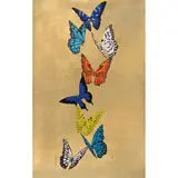 Alena Vavilina, Butterflies series 29, Acrílico, tinta y hoja de oro sobre papel