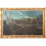 Anónimo, Paisaje lacustre, Óleo sobre tela