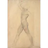 Ángel Zárraga, Desnudo masculino, Lápiz de grafito sobre papel