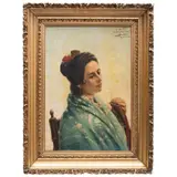 RETRATO DE SEVILLANA by José Rico Cejudo, Óleo sobre tela, offered May 2022