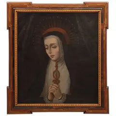Virgen de la Soledad, PUEBLA, SIGLO XVIII, Óleo sobre tela
