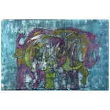Caravana de elefantes by Lalo Sánchez del Valle, Acrílico, pastel al óleo y tinta india sobre tela, offered Apr 2022