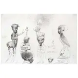 Roberto Fabelo, Personaje con luna, 1989, Lápiz de grafito sobre papel