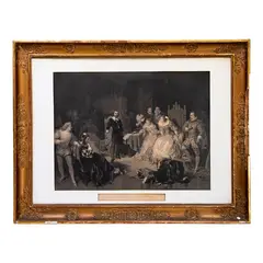 Pierre Cottin, William Shakesperare en la corte de la reina IsabeI, Grabado al aguafuerte