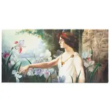Anónimo, Dama con orquídeas, Óleo sobre tela