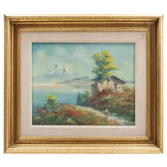 Vista con volcán y cabaña by Firmado Taverha, Óleo sobre tela, offered Apr 2022
