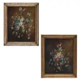 Anónimos, Lote de 2 bouquets, Óleo sobre tela